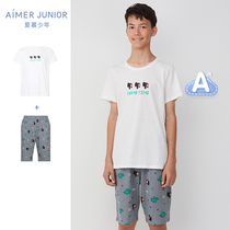  (Class A)21 new products love children adolescent young men summer thin breathable short-sleeved three-point pants pajama suit