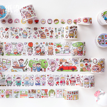 Cute character small stickers hand account and paper tape hand account Dadas Four Seasons whole roll sticker decoration small pattern