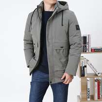 Cotton clothes mens medium long style coat winter thickened with velvety warm cotton padded jacket in winter clothing cotton clothes mens gats up for overweight