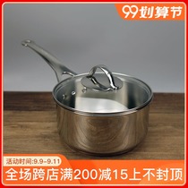 Export France 304 stainless steel single handle small soup pot milk pot cooking noodle pot thick compound bottom clip copper 18 20cm