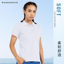 Mangov outdoor comfortable stretch sports short sleeve ladies simple solid color easy to match casual polo shirt