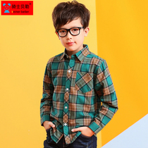 Boy Clothing Boy Long Sleeve Plaid Shirt Pure Cotton CUHK Child Spring Autumn Casual Shirt Boy Blouses Korean Version Tide