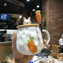 New Korean cute cartoon rabbit ceramic coffee cup mug Carrot girl breakfast milk water cup