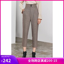 Lily winter new womens business temperament houndstooth tapered pants slim commuter suit pants 5944