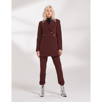 REINEREN Ren Qian Wine Red Slim Gold Buckle Leather Belt Ladies Casual Suit Designer Style 2A