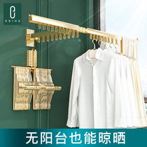 Folding clothes hanger wall-mounted home No balcony Floating Windows Telescopic Rod Indoor Invisible Wall Sunburn