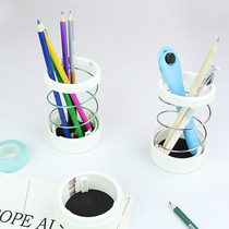 Chuangzhong high-end hollow pen holder retractable fashion color electroplating stationery office supplies pen holder simple