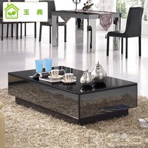 Simple rectangular black glass coffee table Fashion modern paint coffee table Tempered rock board coffee table TV cabinet combination