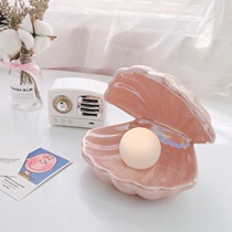 ins girl heart dream shell lamp Pearl romantic atmosphere creative Net Red Night Light sleeping lamp bedroom room