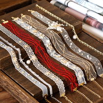 Korean bride super fairy mesh Sen female sweet crystal pearl wedding necklace Necklace Fashion temperament clavicle chain