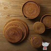 Handmade tea mat thick brown mat Brown Brown cup mat purple clay teapot tea cup holder woven insulation tea set tea ceremony spare parts