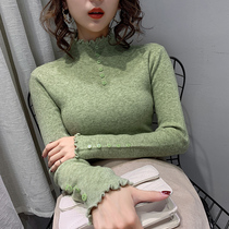 Ear-edged half-high-neck base sweater womens inner match 2020 autumn and winter new Western style fashion slim thickened knitwear