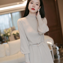 Mularsa French socialite knee knitted sweater dress women Spring and Autumn New with high waist bottom long skirt