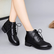 Spring and autumn Martin boots female English style single boots New hundred small short boots leather short boots female high-top shoes flat heel