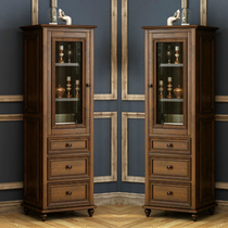 American bathroom side cabinet oak solid wood waterproof toilet toilet storage storage cabinet floor high side cabinet