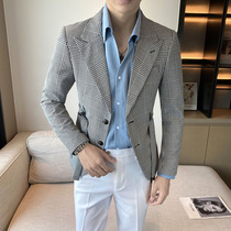 Red Tide Retro Brand retro-lattice suit design feels the handsome handsome birds and small suit coat autumn