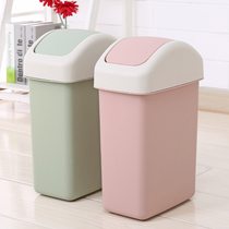  Creative large rocking lid trash can Kitchen covered household rectangular trash can Bathroom sanitary bucket paper basket