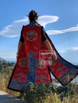  Cloud decoration totem original design womens old embroidery handmade plate gold dragon plus cotton placket stand-up collar horse clip long waistcoat