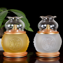 Ancient French glazed Buddha front for lamp ghee oil for lamp home windproof oil lamp liquid ghee lamp Buddha for light long Ming light