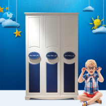 Childrens wardrobe boy three door wardrobe Mediterranean 2 Door 4 door storage wardrobe bedroom cabinet student wardrobe Blue