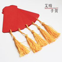 5 Chinese style bookmarks retro tassel hanging ears blank hand-painted DIY flower basket hang gift box wish card