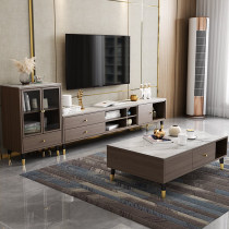 Coffee table TV cabinet combination Modern simple household rock board light luxury living room small apartment Nordic wall cabinet floor cabinet set