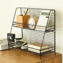 Nordic ins wrought iron desk desktop table shelf cosmetics dormitory kitchen double-layer finishing storage shelf
