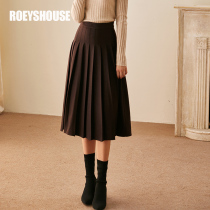 Luo Yi intellectual OL woolen skirt womens autumn and winter new temperament solid color elegant large swing pleated skirt 01123