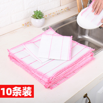 Thickened water absorption to oil rag 10 strips equipped kitchen with no hair stains not stained with oil dishcloth domestic bamboo fiber cleaning towels