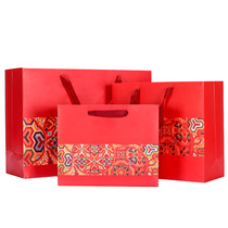 New year Chinese style red nougat snowflake crisp tote bag gift bag festive return bag biscuit packaging bag