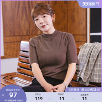 MSShe big code womens dress semi-high collar display slim knit sweater 2022 new spring loaded Korean version of the undershirt