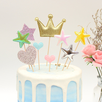 Bake cake decoration glitter glitter face love star crown decoration plug dress
