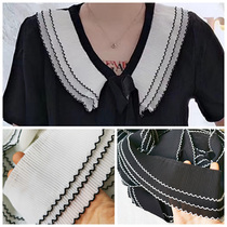 diy skirt skirt collar cuff 8cm wide Pearl chiffon three layers of dog teeth wavy edge fold lace accessories