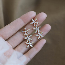 s925 Pure Silver Needle Flower Earrings Woman 2021 New Temperament Superior Feel Flowers Earrings Long Earrings Pendant Earrings