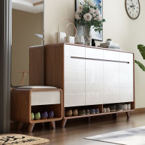 Shoe cabinet can sit at the door of the home simple modern solid wood color paint with a shoe stool to enter the door into the home against the wall entrance