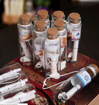 Creative Mini Lucky Rafting Bottle Nostalgic Retro Wood Stopper Shells Wish Bottle Glass Crafts Small