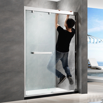 Shower room partition type dry and wet separation bathroom toilet toilet push-pull glass sliding door bath screen bath room