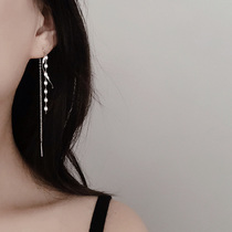 Upper Ear Fried Chicken Beautiful Long Wave Tassel Earrings All 925 Sterling Silver Platinum Plated 2021 New Tide Women