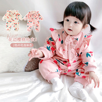 Newborn baby clothes onesies autumn and winter red thick warm hundred days feast female baby out hold clothing winter