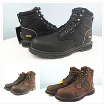 Mens boots new lace-up mid-help work boots head layer cowhide mid-high-top outdoor waterproof non-slip steel head warm 43 yards