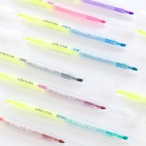  Nijia stationery simple double-headed two-color highlighter Learning focus record marker Hand account graffiti color pen