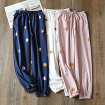 Pure Cotton Sleeping Pants Woman Spring Autumn Thin style Close-up Pants Bunches Full Cotton Home Pants Day Ensemble Wearing Long Pants Sweet and Summer