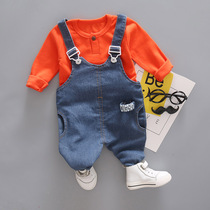 0 Boys spring clothes foreign-backed pants set 1 baby spring and autumn 2-year-old boy handsome two-piece set can open the Tide 3