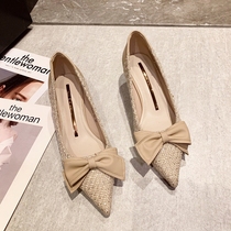 Small ckerwin card with its cloth surface splicing pointed high heel ~ butterfly knot cat to work with single and shallow mouth.