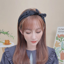 Lace wave dot bow hair hoop ins Korean net temperament female hair card simple Joker out headband headdress