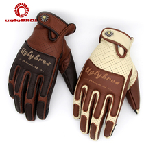 uglybros vintage motorcycle gloves Motorcycle fall-proof leather breathable touch screen Indian Harley riding gift