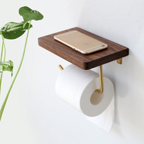 Creative Walnut non-perforated toilet roll paper holder Toilet paper holder Brass paper towel holder Toilet paper holder