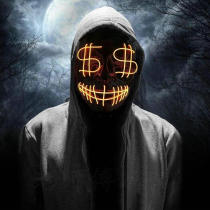 Exclusive money Eye shining mask Night shop Halloween Christmas shooting props dollar V word clown mask