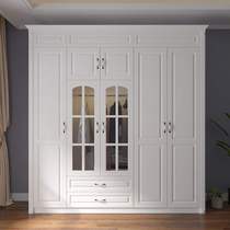 European-style large wardrobe with glass door custom four-five-six-door cloakroom Simple modern locker multi-function wardrobe