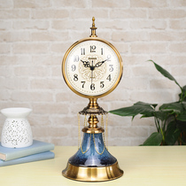 European table clock Household living room table clock ornaments American retro creative large silent desktop silent sitting clock